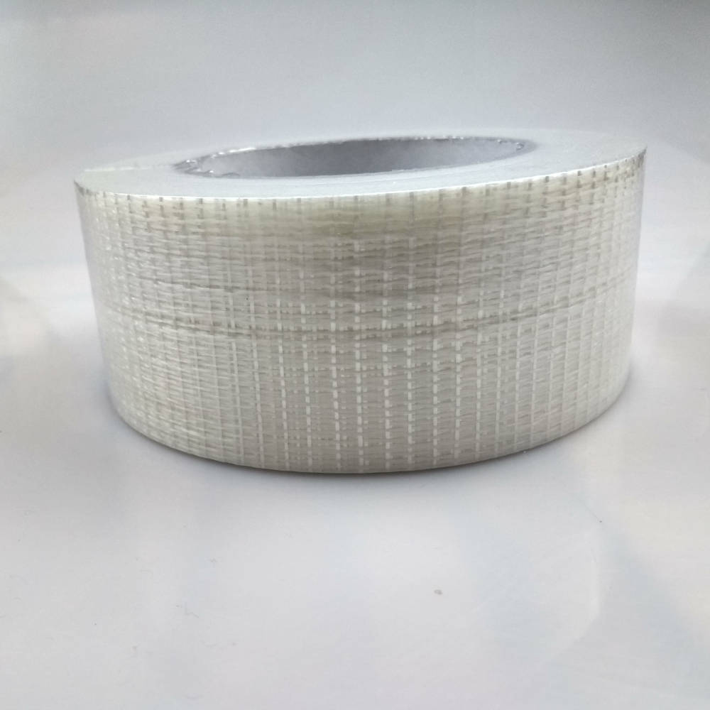 Roll of 50mm Glass Filament Crossweave Strapping Tape on its side